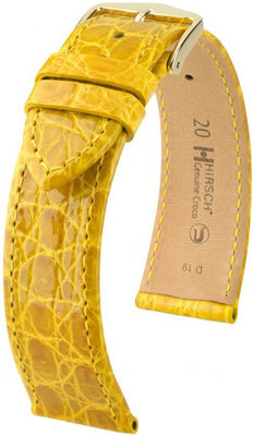 Kožený řemínek Hirsch Genuine Croco L 01808072-1, žlutý, krokodýlí kůže, délka L, Quick Release