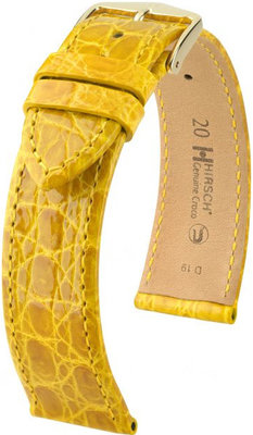 Kožený řemínek Hirsch Genuine Croco M 01808172-1, žlutý, krokodýlí kůže, délka M, Quick Release