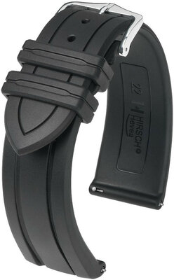 Kaučukový řemínek Hirsch Hevea L 40458850-2, černý, přírodní kaučuk, délka L, Quick Release