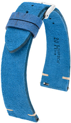 Kožený řemínek Hirsch Serro L 05564080-2, modrý, antilopí kůže, Limited Edition, délka L, Quick Release