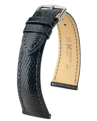 Kožený řemínek Hirsch London L 04366050-2, černý, ještěrčí kůže, délka L, Quick Release